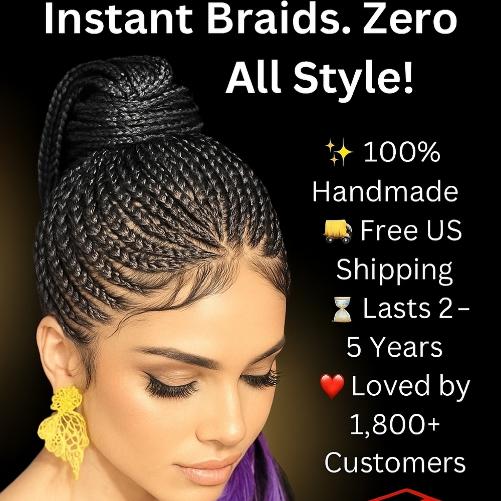 360 Lace Micro Cornrows Wig | Handmade Black